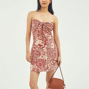 Anthropologie tie front strapless mini dress